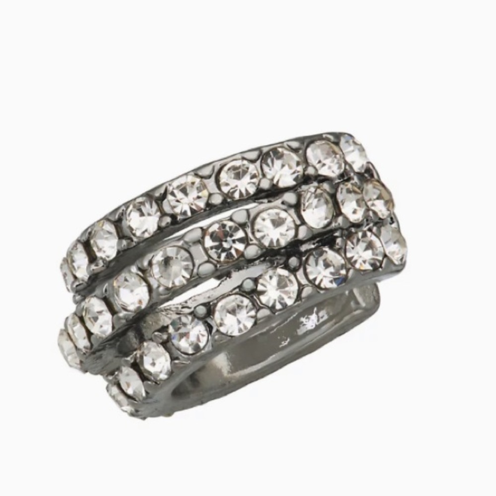 NWOT Nine West Jet Tone Crystal Layered Ear Cuff - Picture 3 of 3